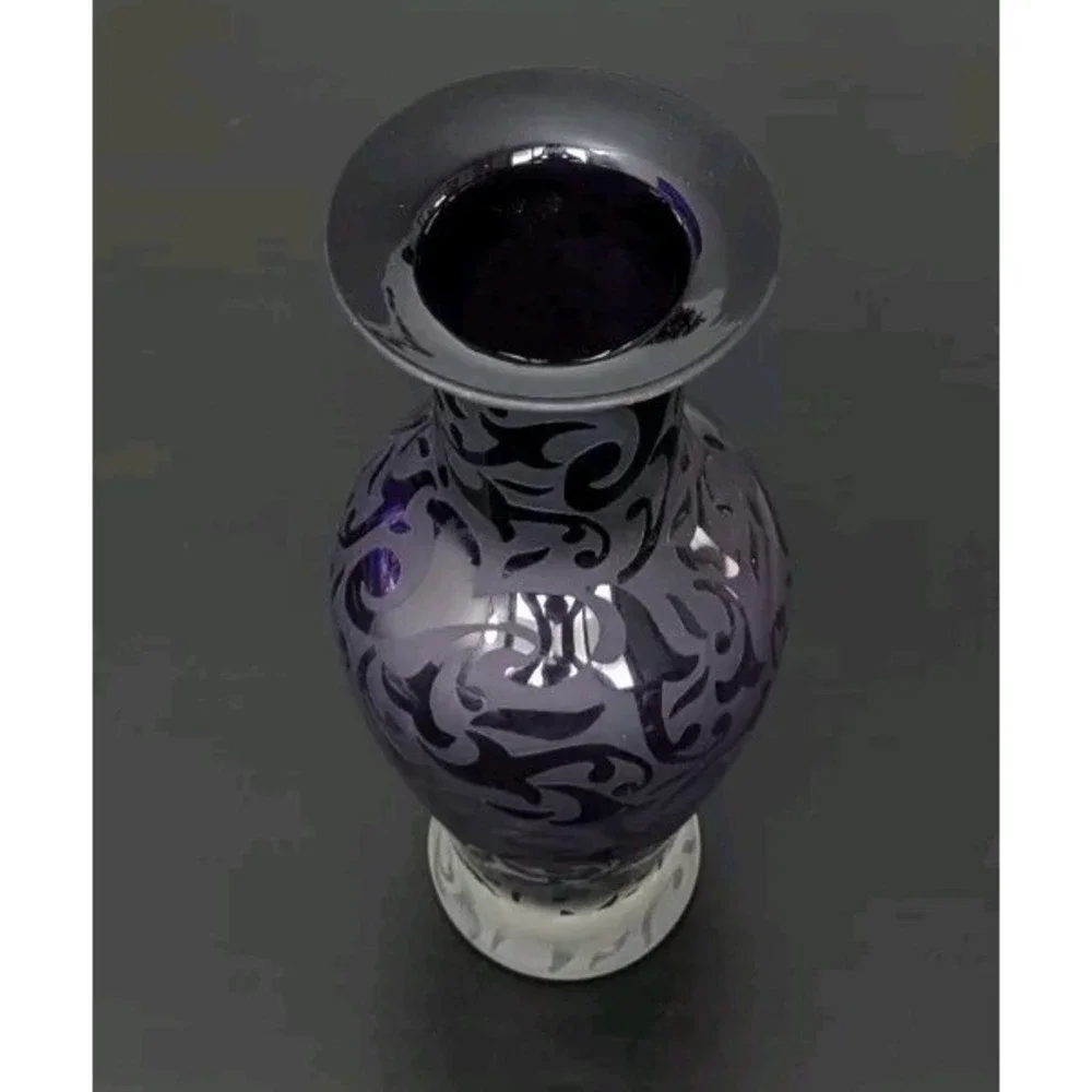 Vtg Michael Weems 2005 Elise Frosted Amethyst Vase Signed & Dated